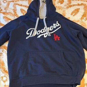 Antigua Navy Blue Hoodie with Gray and Red Accents